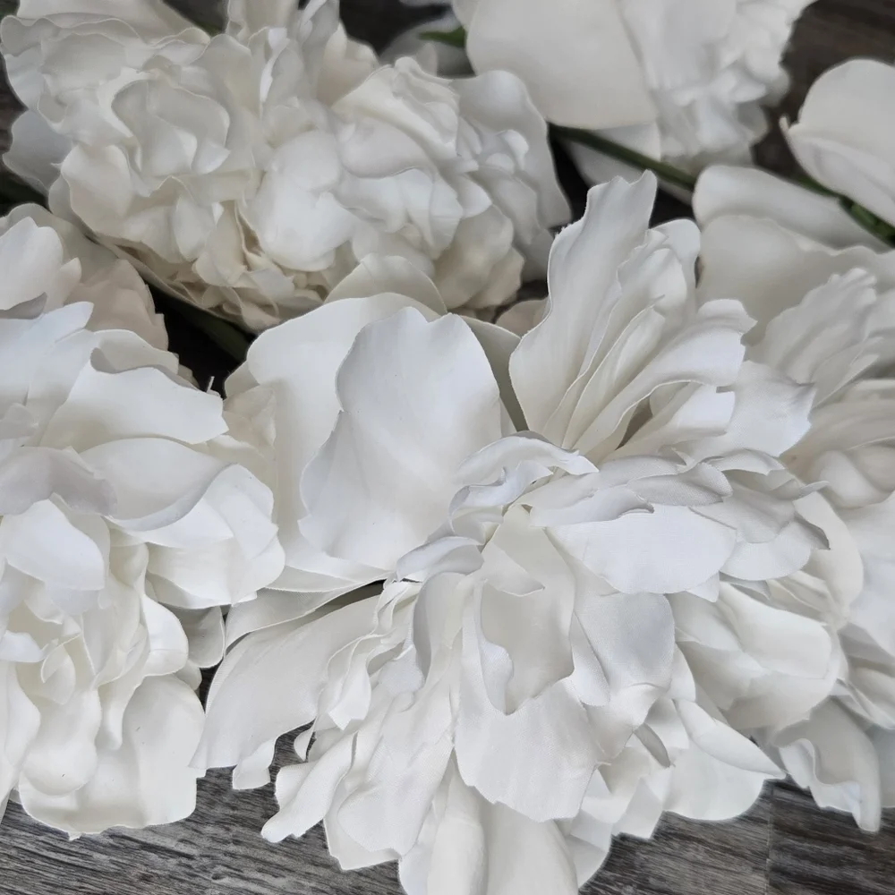 Elegant White Faux Peony Bouquet